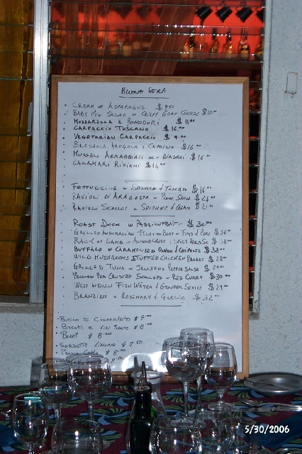 Brandywine--the menu 